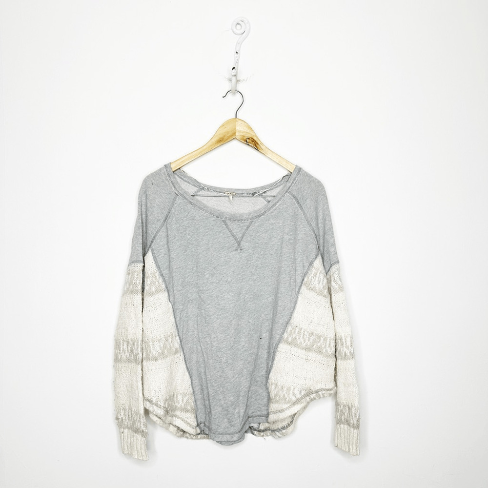 Free people Beautiful Sinner Sweater gray raglan oversized boho womens S small